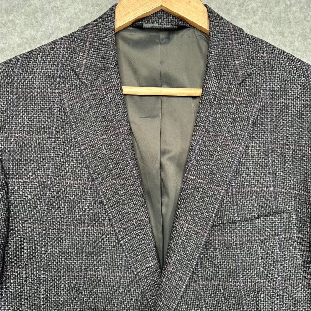 Jos A Bank Mens 43R Tailored Fit Natural Stretch Plaid Wool Sport Coat Jacket